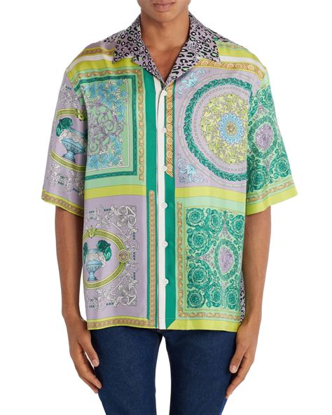 mens versace short sleeve button up|Versace barocco shirt.